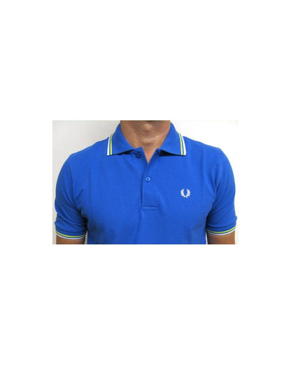 Fred Perry Twin Tipped Polo Shirt Cobalt/White/Yellow