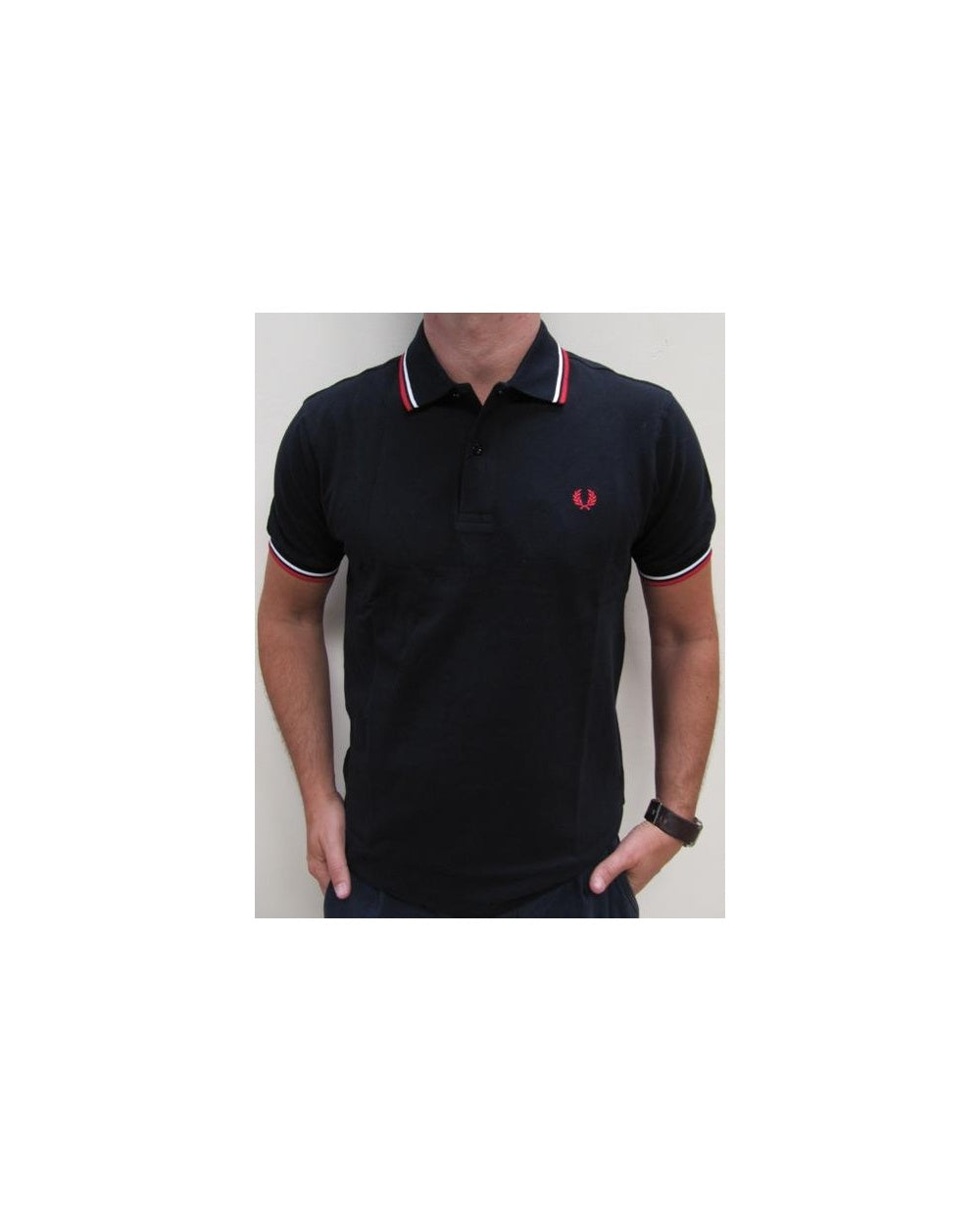 Fred Perry Twin Tipped Polo Shirt Dark Navy/Red/White