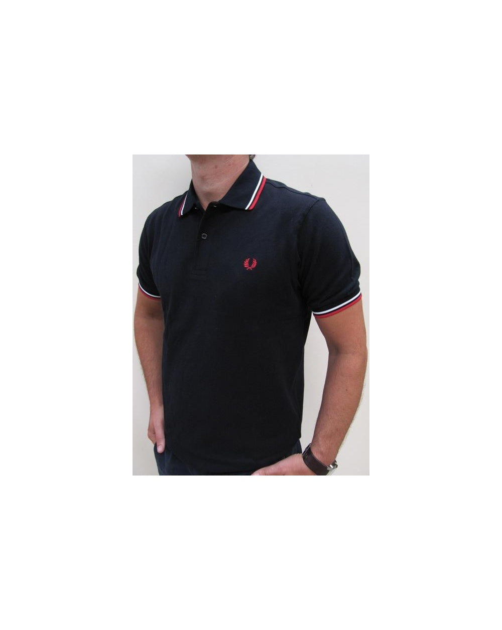 Fred Perry Twin Tipped Polo Shirt Dark Navy/Red/White