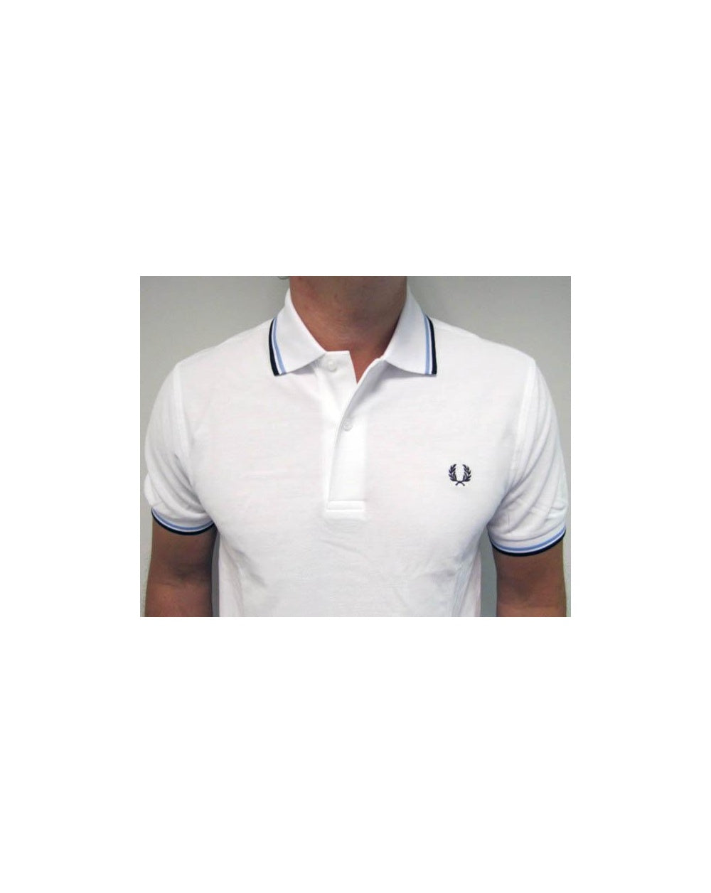 Fred Perry Twin Tipped Polo Shirt White/Sky Blue/Navy