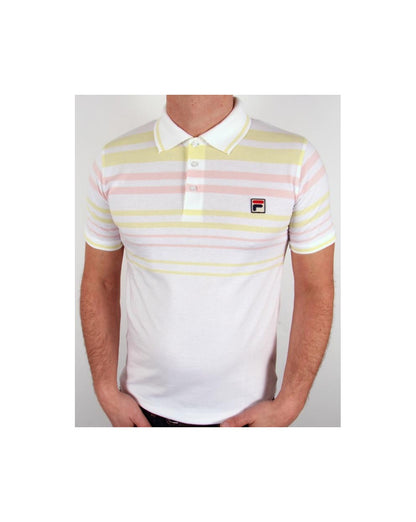 Fila Vintage Geeza Point Polo Shirt White/Pink/Yellow