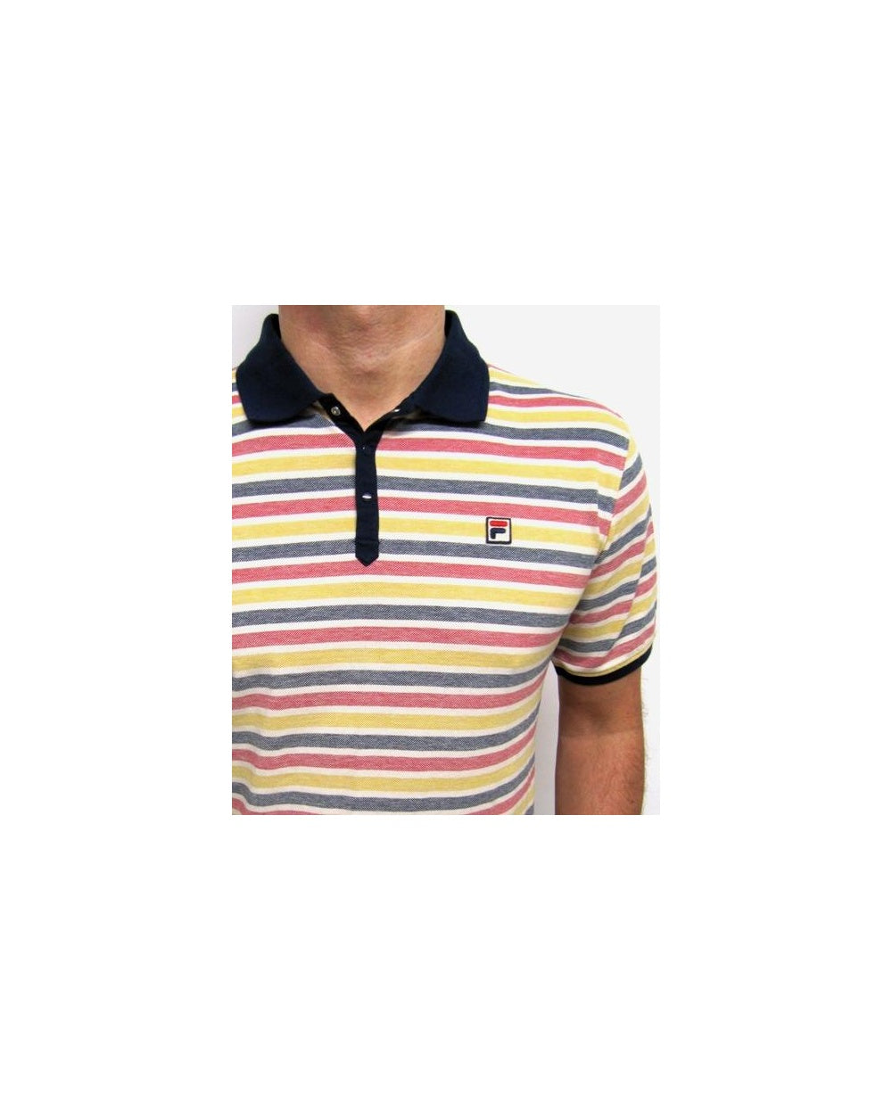 Fila Vintage Paradocks Striped Polo Shirt Navy/Yellow/Red