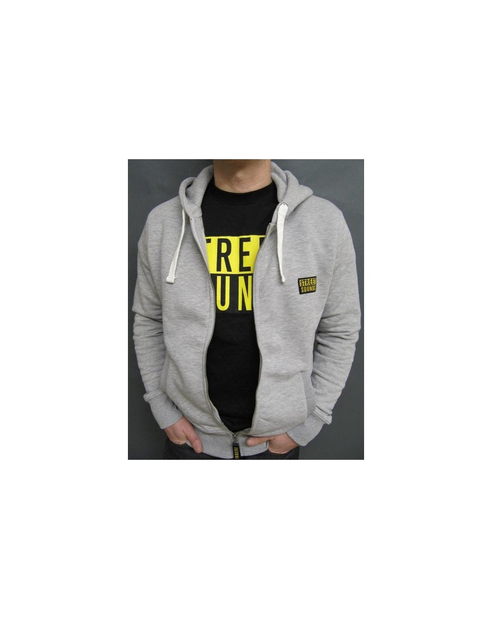 Street Sounds Zip Through Hoodie Grey