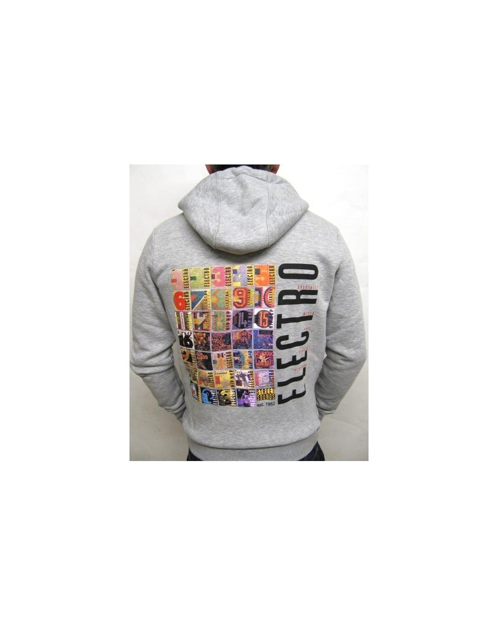 Street Sounds Back Print Zip Through Hoodie Grey