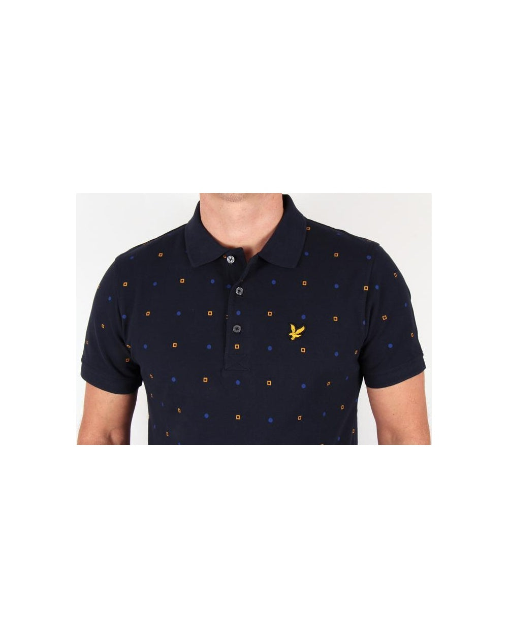 Lyle And Scott Archive Micro Print Polo Shirt Navy