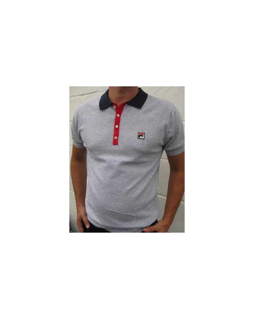 Fila Vintage Santiago Sanah Polo Shirt Grey