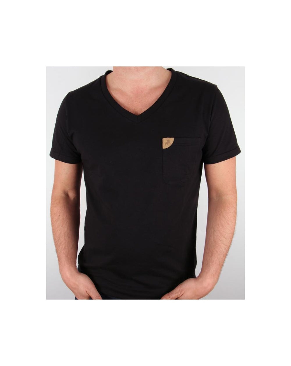 Lois V Neck Pocket T-shirt Black