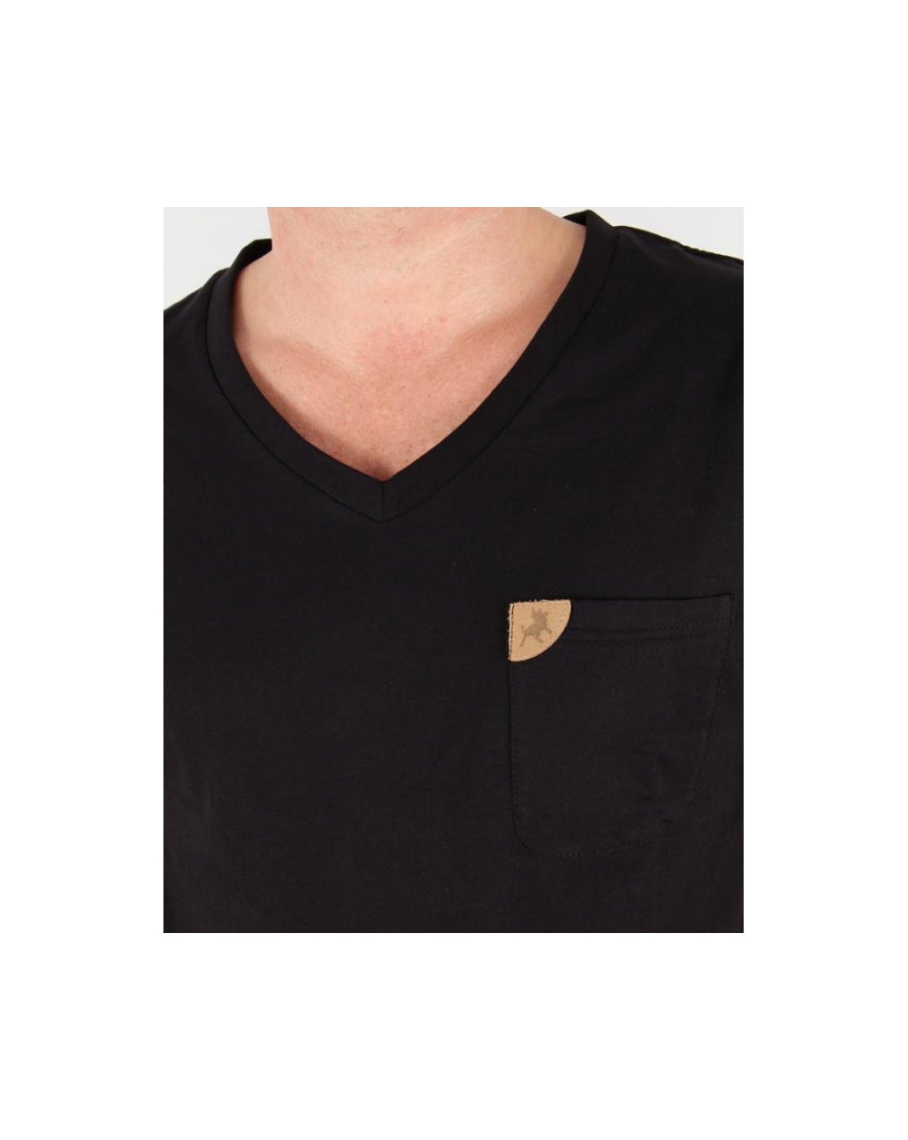 Lois V Neck Pocket T-shirt Black