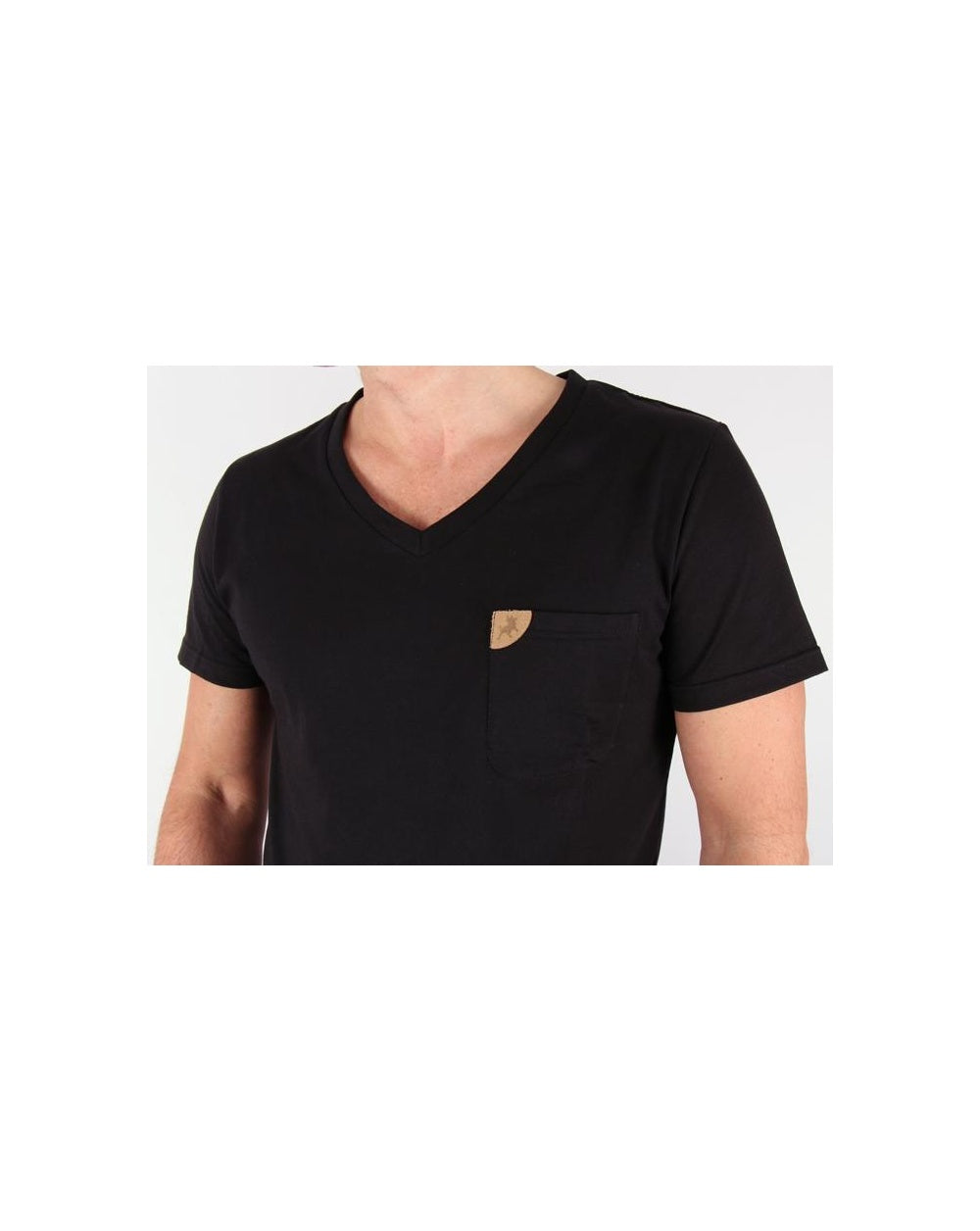 Lois V Neck Pocket T-shirt Black