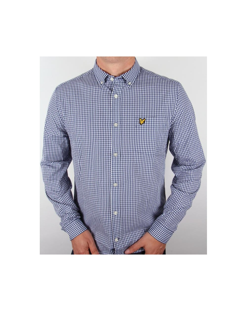 Lyle And Scott Long Sleeve Gingham Shirt Admiral Blue