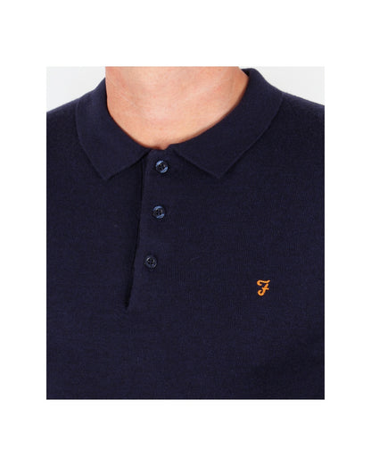 Farah Affery Knitted Polo Shirt Navy Blue