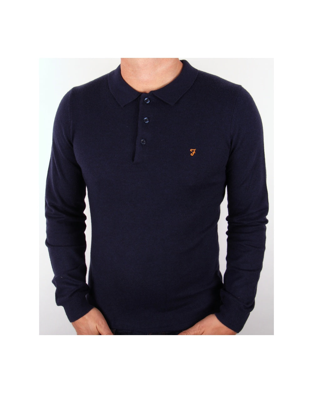 Farah Affery Knitted Polo Shirt Navy Blue