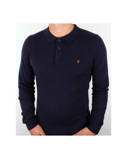 Farah Affery Knitted Polo Shirt Navy Blue