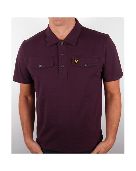 Lyle And Scott Mock Pocket S/s Polo Shirt Deep Plum
