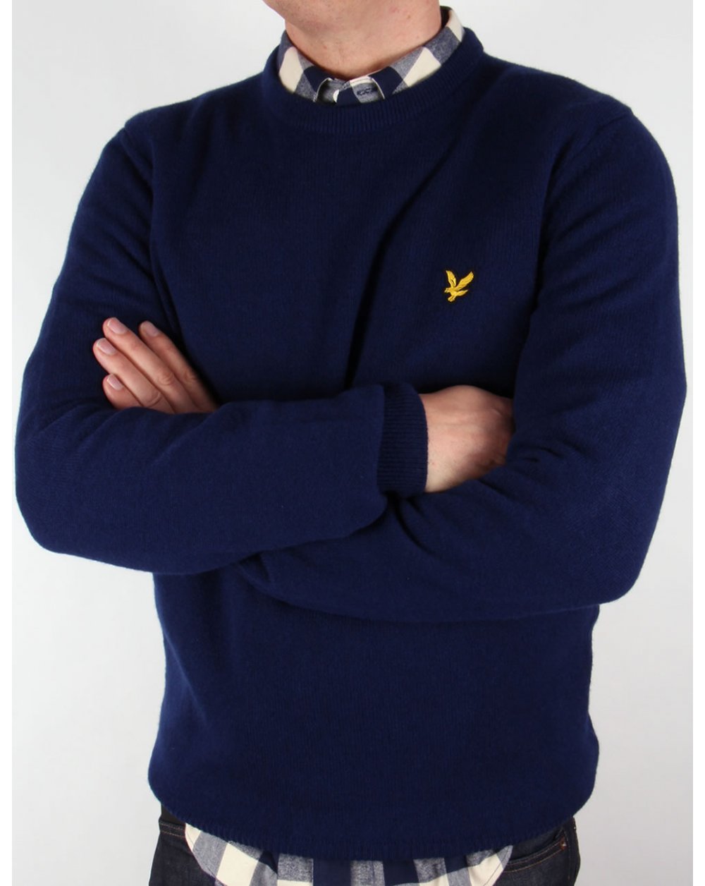 Lyle And Scott Lambswool Crew Neck Jumper Navy Blue