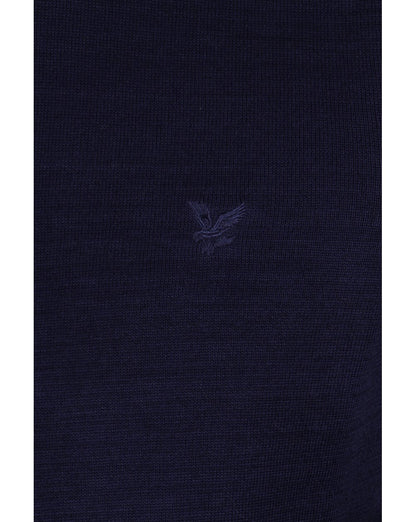 Lyle And Scott Mercerised Cotton L/s Knitted Polo Shirt Navy Blue