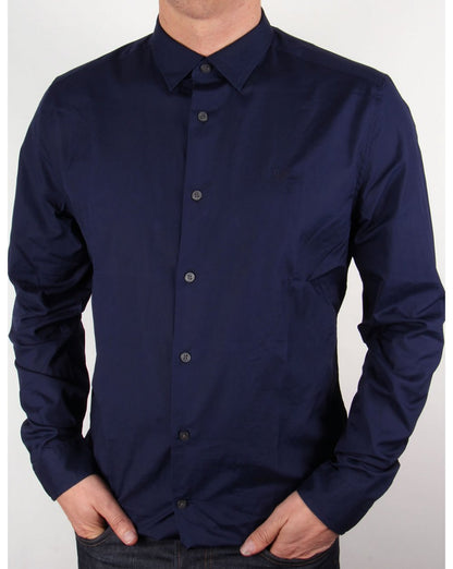 Lyle And Scott Tonal Badge L/s Poplin Shirt Navy Blue