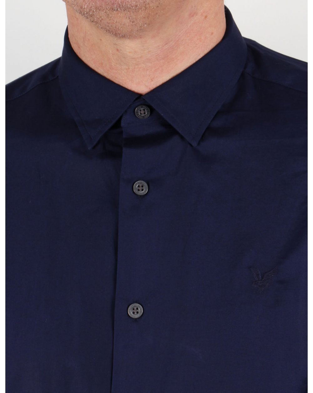 Lyle And Scott Tonal Badge L/s Poplin Shirt Navy Blue
