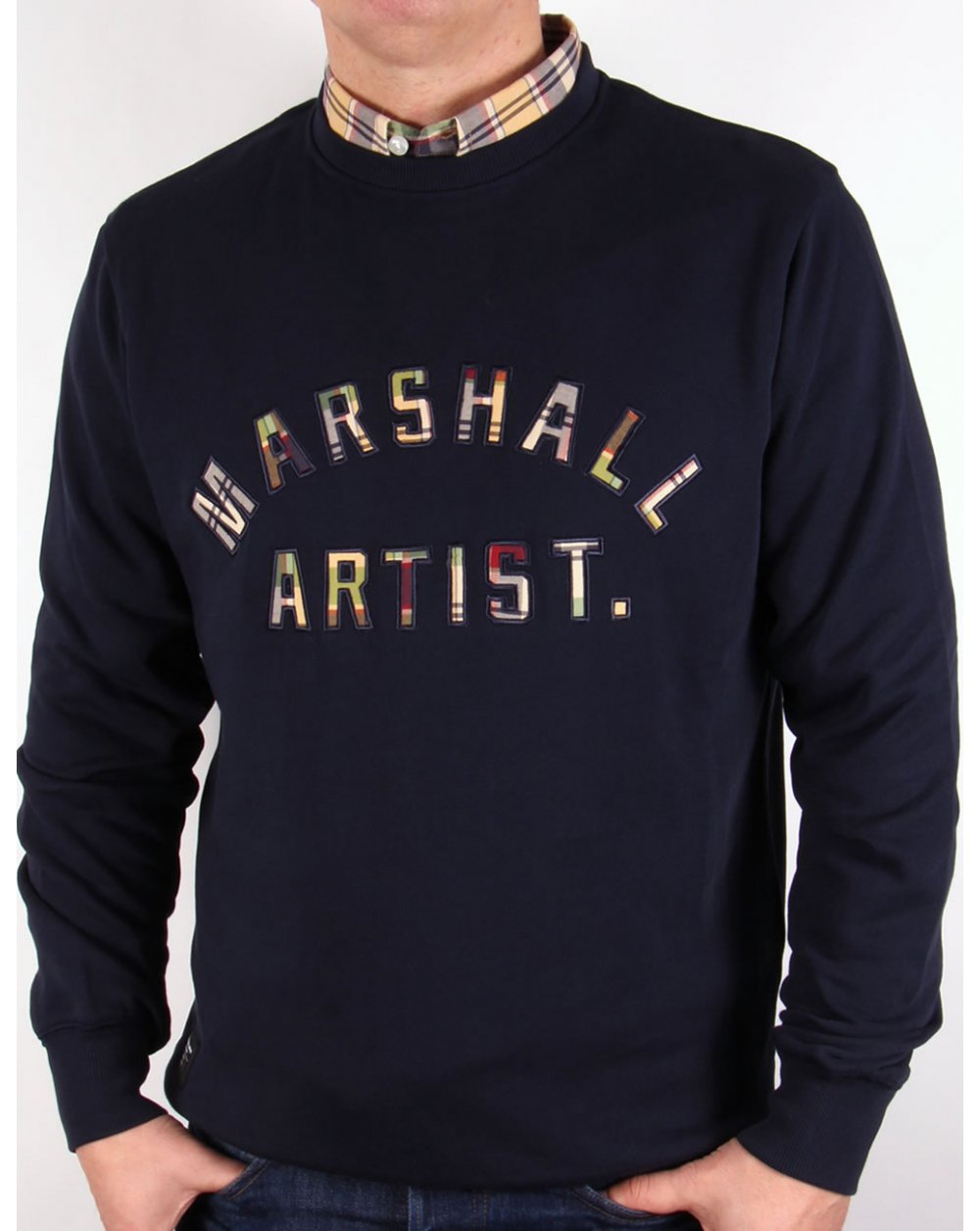 Marshall Artist Country Check Sweatshirt Navy Blue