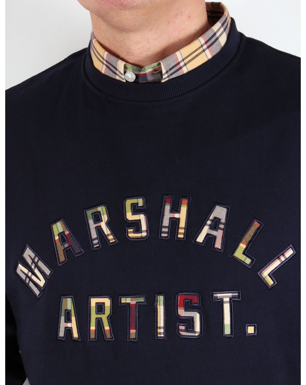 Marshall Artist Country Check Sweatshirt Navy Blue