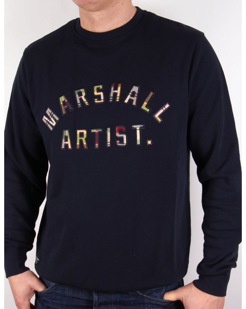 Marshall Artist Country Check Sweatshirt Navy Blue