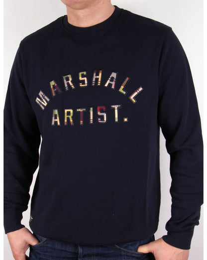 Marshall Artist Country Check Sweatshirt Navy Blue