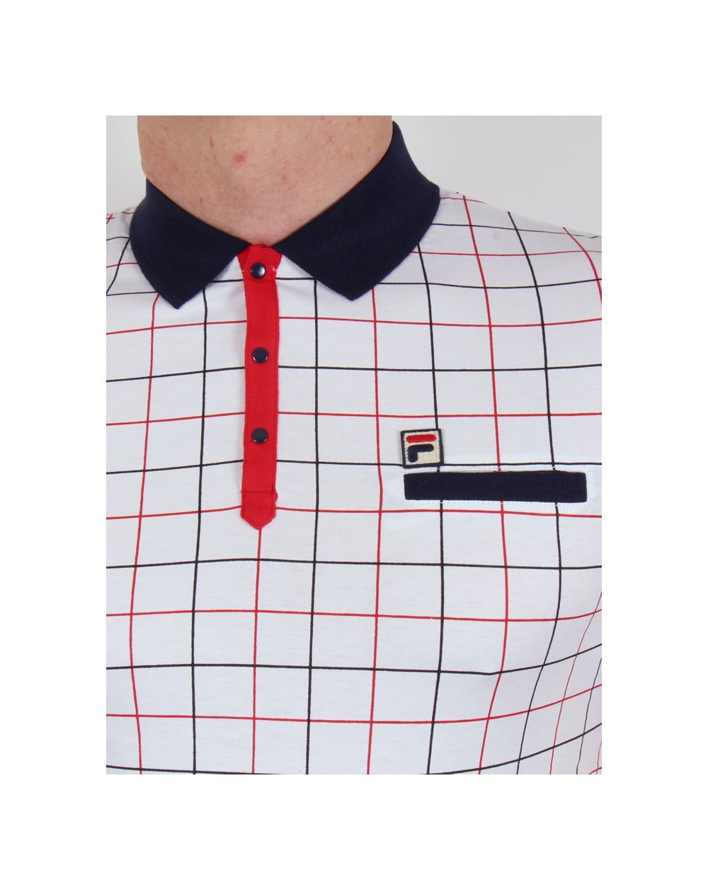 Fila Vintage Settimo Windowpane Polo Shirt White