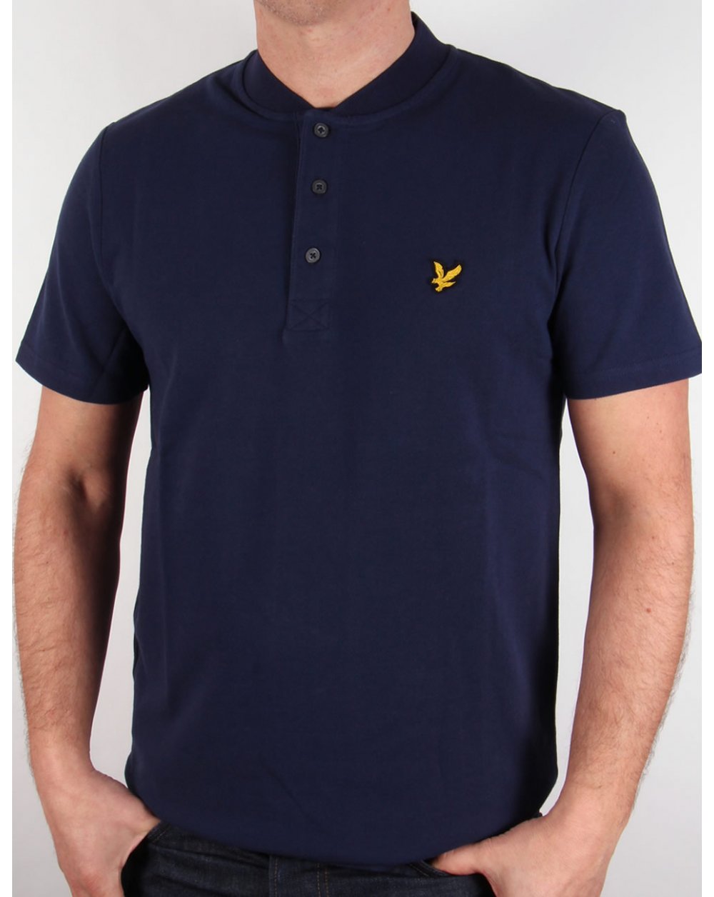 Lyle And Scott Bomber Collar Polo Shirt Navy Blue