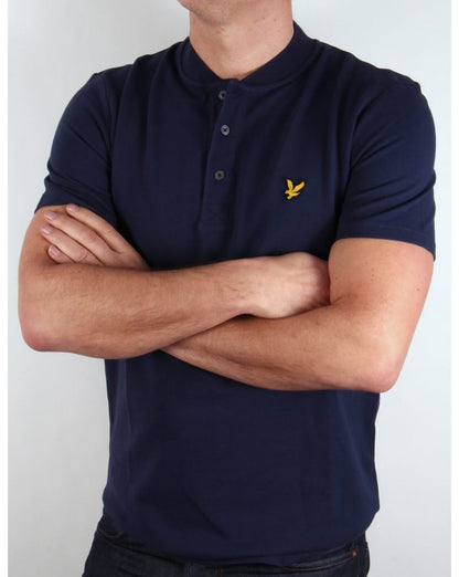 Lyle And Scott Bomber Collar Polo Shirt Navy Blue