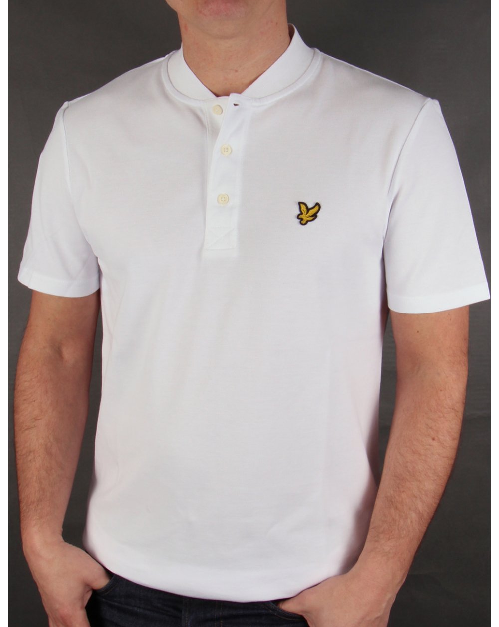 Lyle And Scott Bomber Collar Polo Shirt White