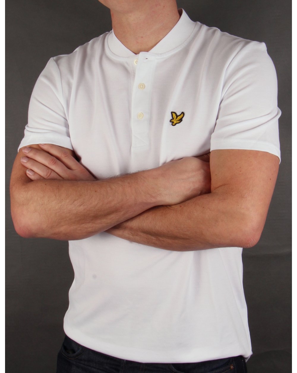 Lyle And Scott Bomber Collar Polo Shirt White