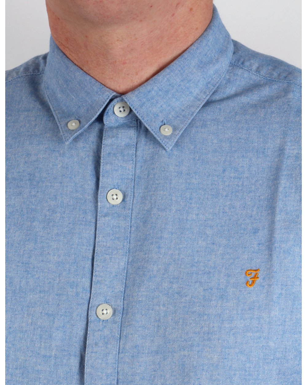 Farah Steen Short Sleeve Shirt Blue Marl
