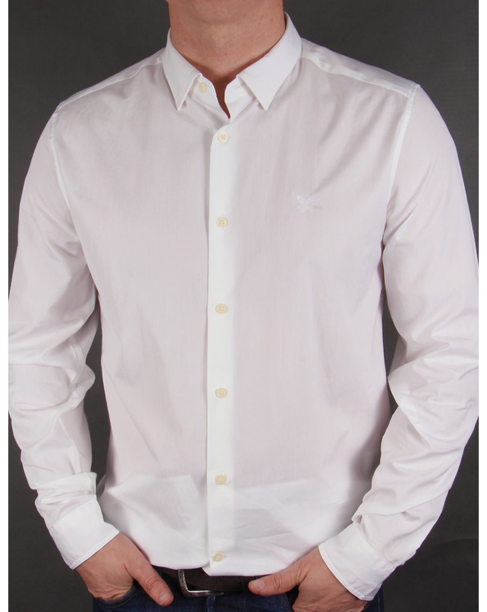 Lyle And Scott Tonal Badge L/s Poplin Shirt White