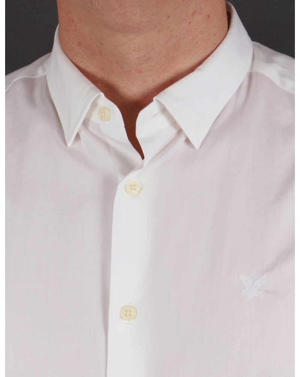 Lyle And Scott Tonal Badge L/s Poplin Shirt White