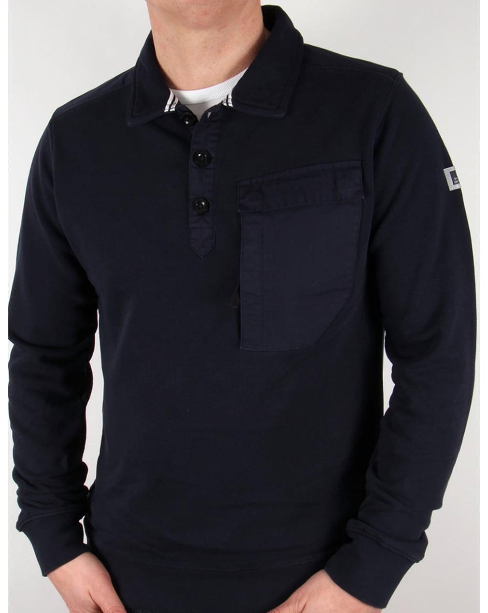 Weekend Offender Niko Collared Sweat Navy