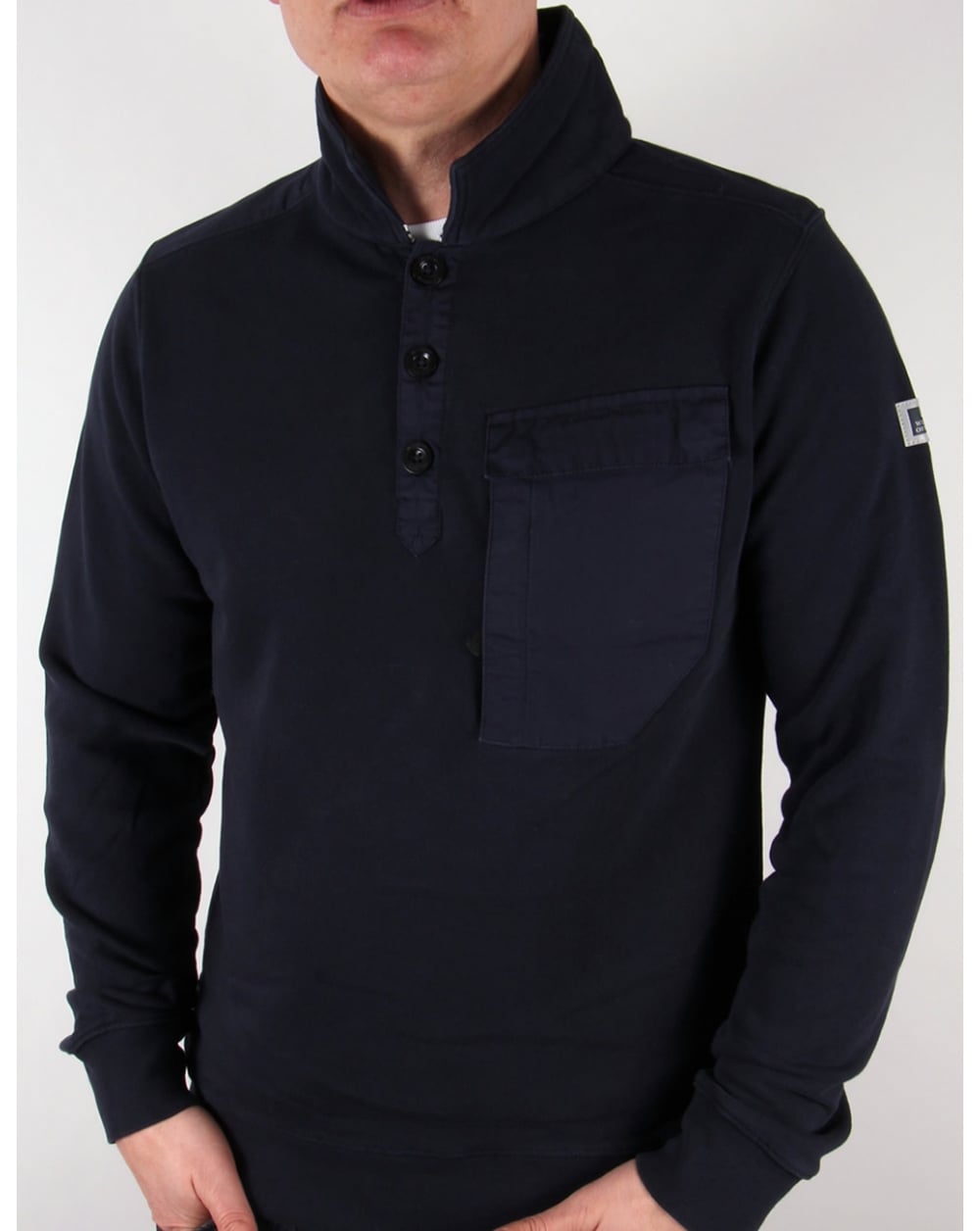 Weekend Offender Niko Collared Sweat Navy