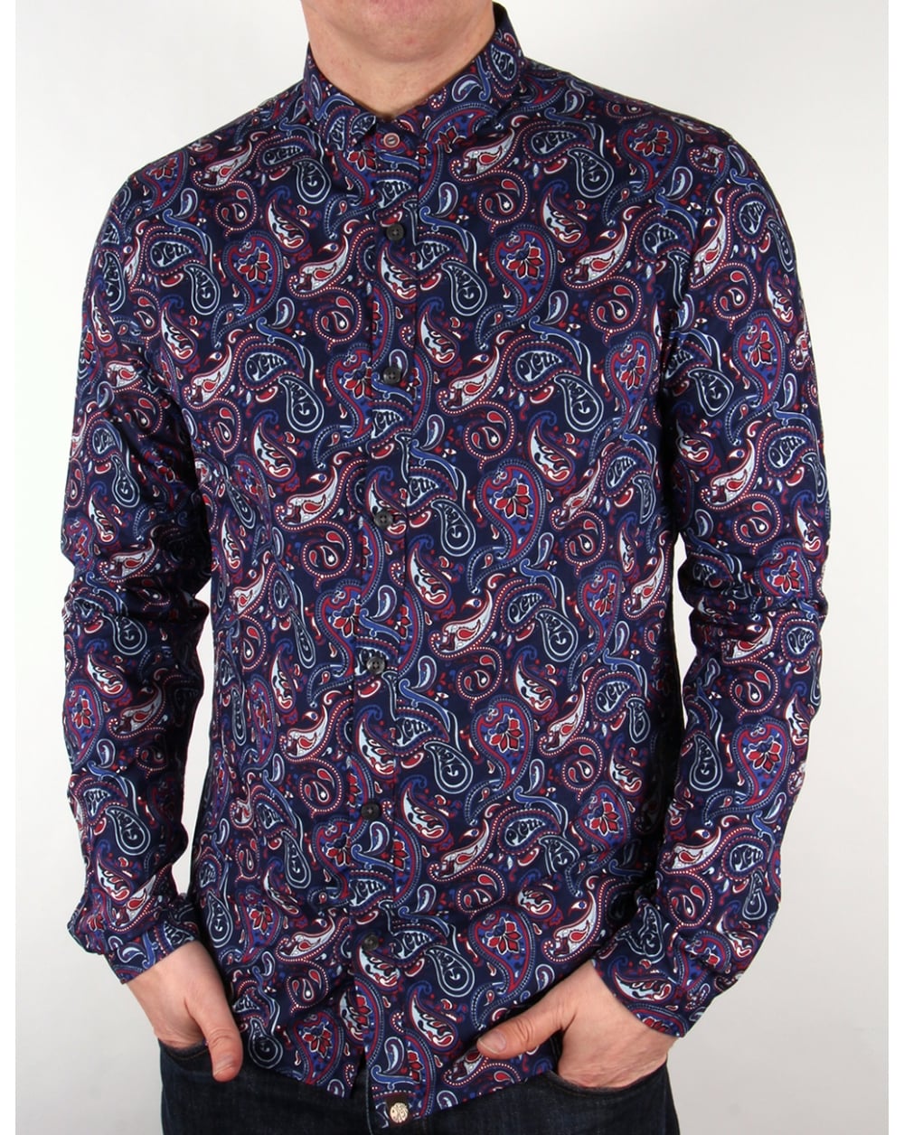 Pretty Green Sefton Paisley Shirt Navy