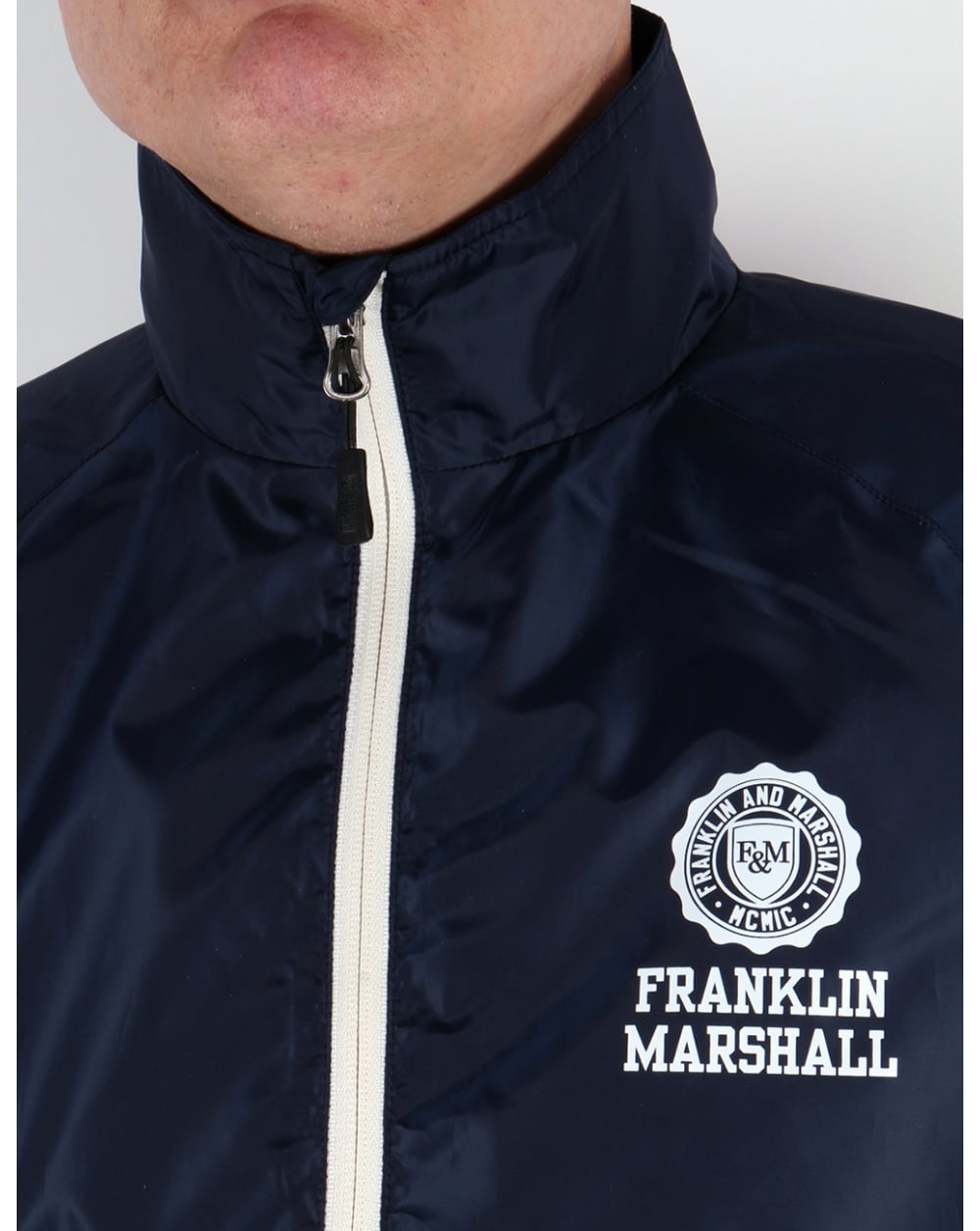 Franklin And Marshall Uni Zip Funnel Neck Jacket Navy