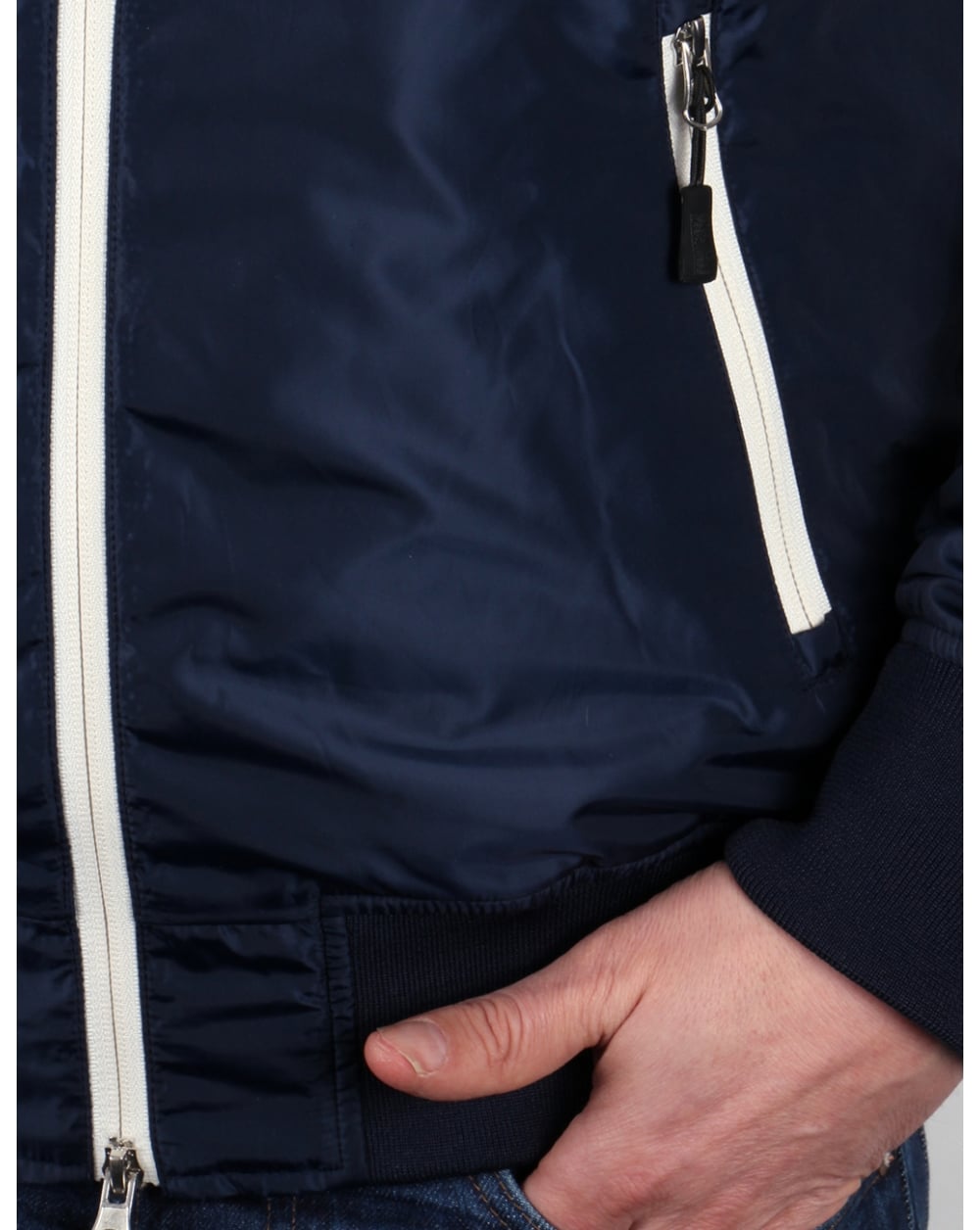 Franklin And Marshall Uni Zip Funnel Neck Jacket Navy