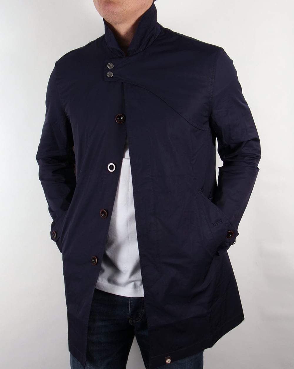 Pretty Green Mayfair Trench Coat Navy