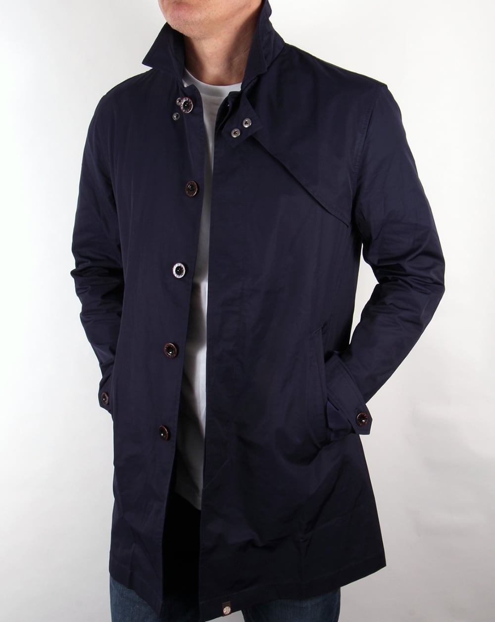 Pretty Green Mayfair Trench Coat Navy