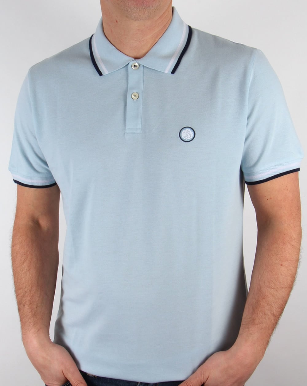 Pretty Green Tipped Polo Shirt Sky Blue