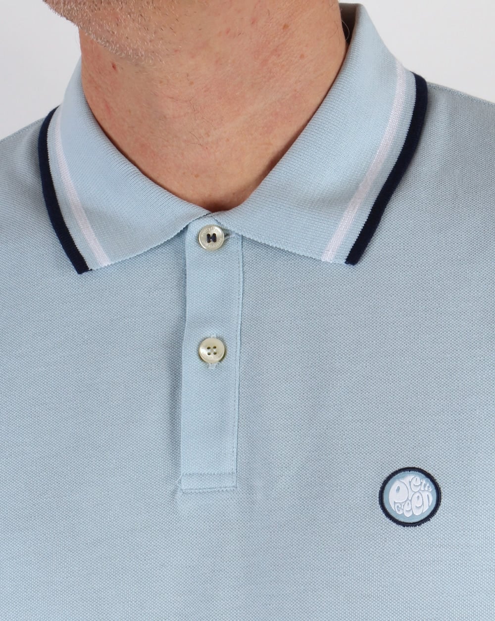 Pretty Green Tipped Polo Shirt Sky Blue