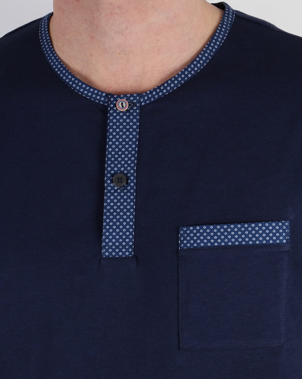 Pretty Green Bankhall Grandad Collar T-shirt Navy