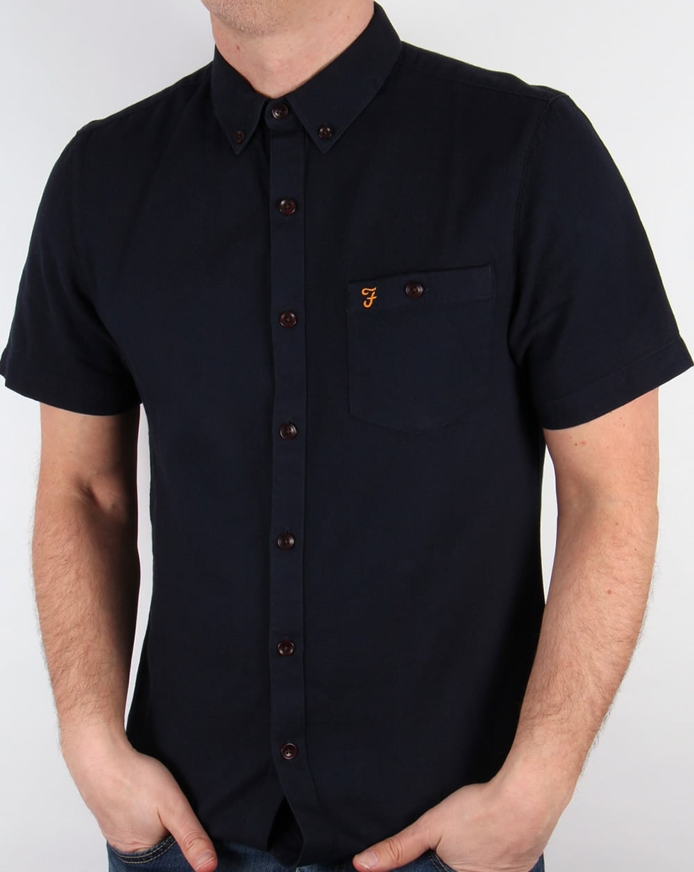 Farah Vintage Colbeck Short Sleeve Shirt True Navy