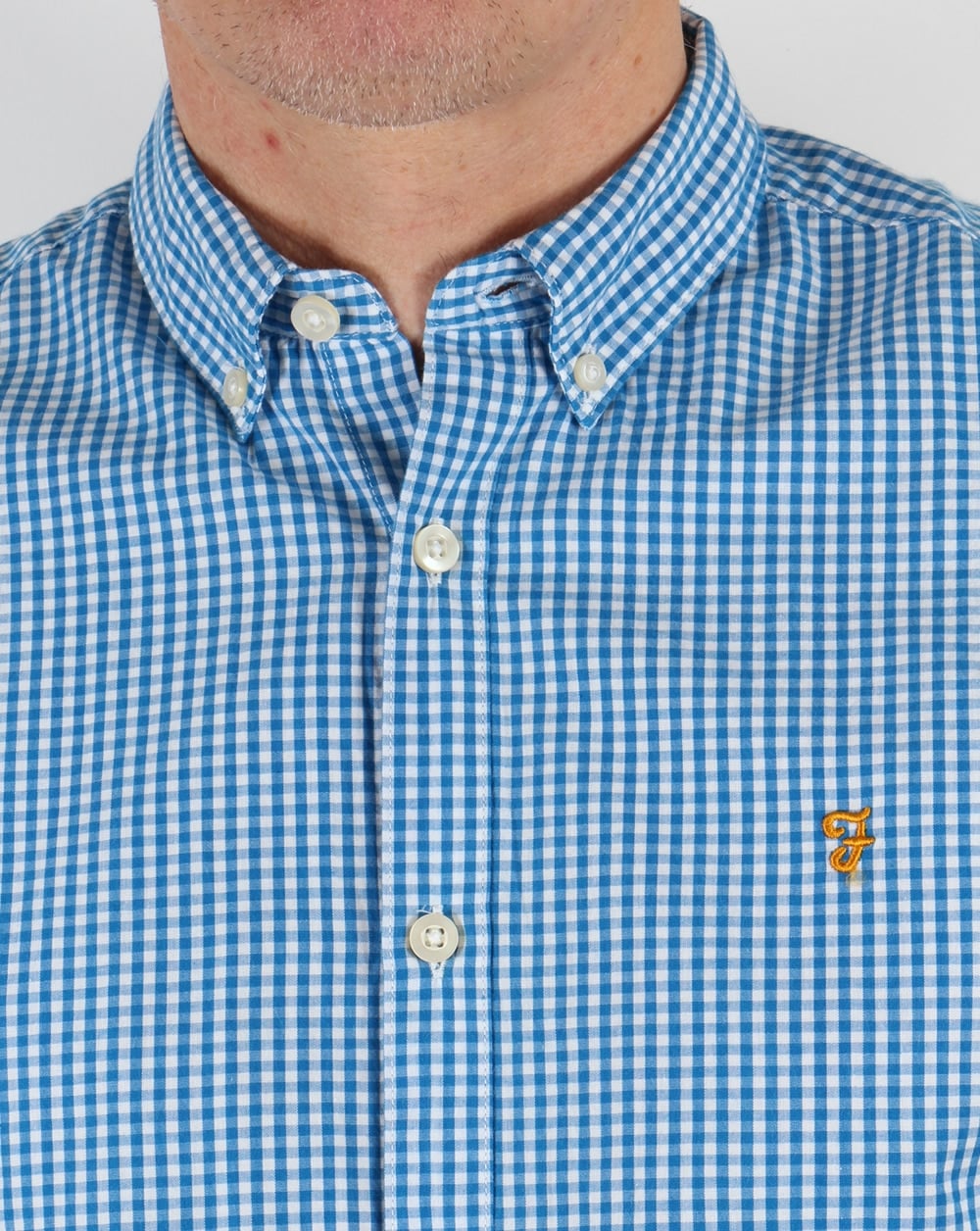 Farah Vintage Argyle Short Sleeve Shirt Sierra Blue