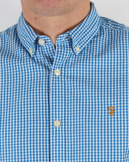 Farah Vintage Argyle Short Sleeve Shirt Sierra Blue
