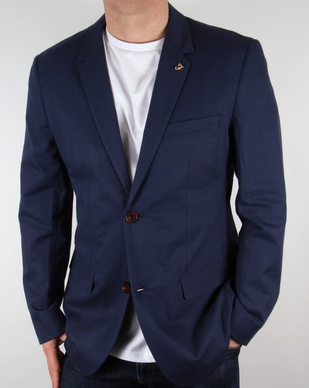Farah Vintage Newington Honeycomb Blazer Navy
