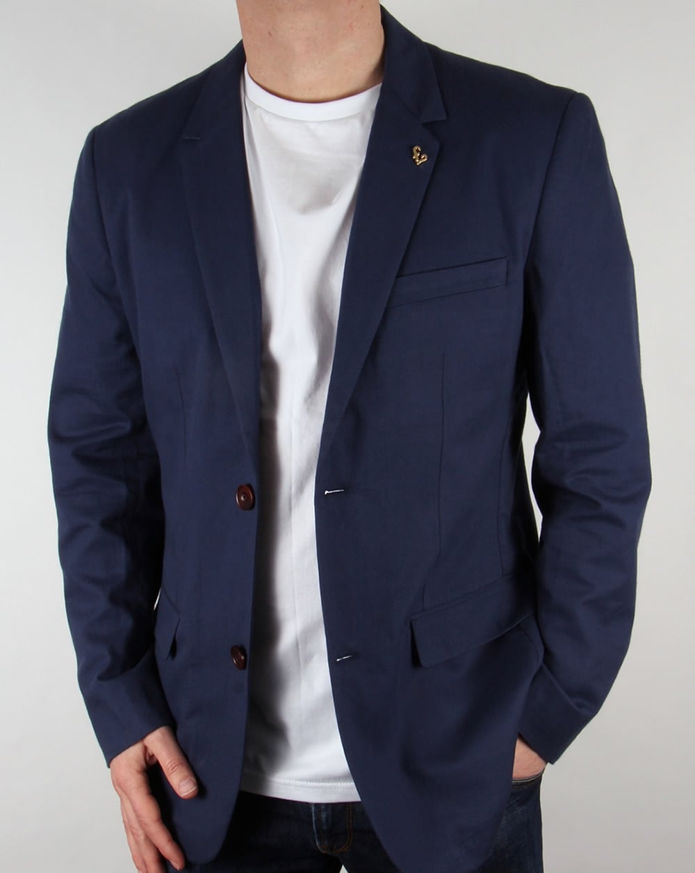 Farah Vintage Newington Honeycomb Blazer Navy