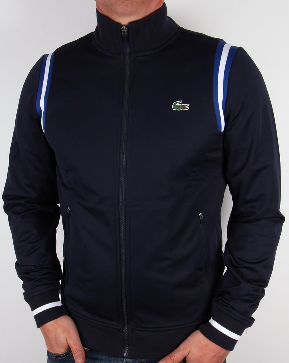 Lacoste Shoulder Stripe Track Top Navy/Royal/White
